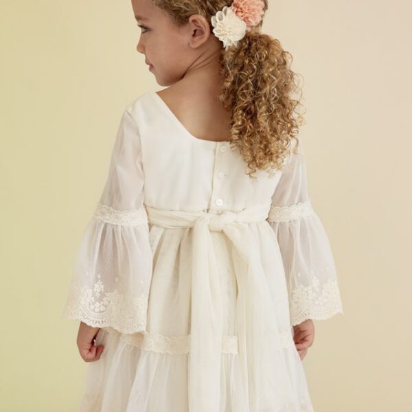 ABEL & LULA Vyšívané sviatočné šaty krémové Tulle Embroidered Dress nude 5036 | Welcomebaby.sk