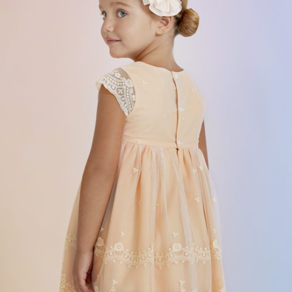 ABEL & LULA Šaty s vyšívanými vzormi broskyňové Dress with embroidered patterns peach 5038 | Welcomebaby.sk