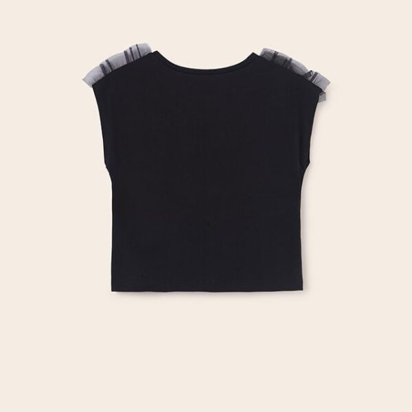 MAYORAL Tričko s krátkym rukávom s tylom a vzorom čierne Short sleeves Tshirt black 6043 | Welcomebaby.sk