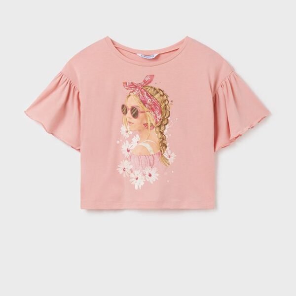 MAYORAL Tričko s volánmi a vzorom dámy ružové Tshirt with ruffles pink 6051 | Welcomebaby.sk
