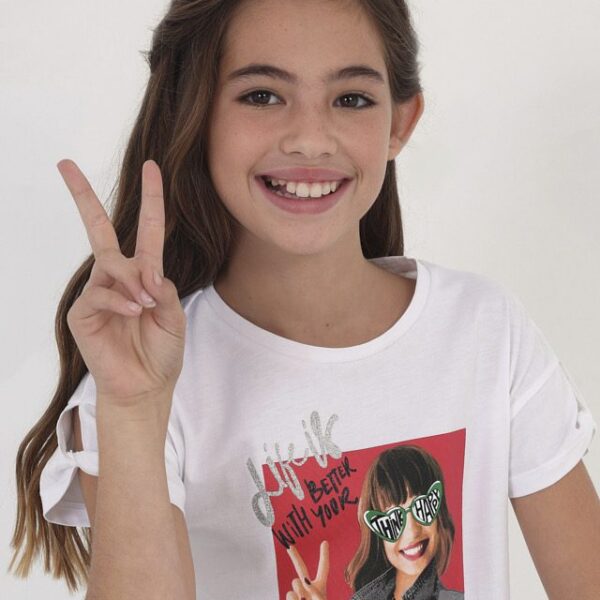 MAYORAL Tričko s farebným vzorom dámy biele Tshirt with a colored pattern lady white 6052 | Welcomebaby.sk