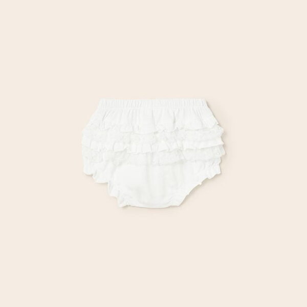 MAYORAL Nohavičky na plienku s volánikmi biele Panties with ruffles white 9579 | Welcomebaby.sk