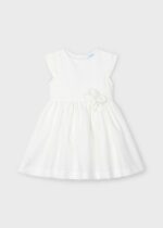 MAYORAL Šaty s kvetom biele Dress Tulle Embroidered Back white 3913 | Welcomebaby.sk