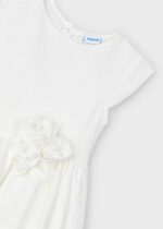 MAYORAL Šaty s kvetom biele Dress Tulle Embroidered Back white 3913 | Welcomebaby.sk