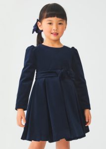 ABEL & LULA Zamatové šaty tmavomodré Velvet dress dark blue 5533 | Welcomebaby.sk
