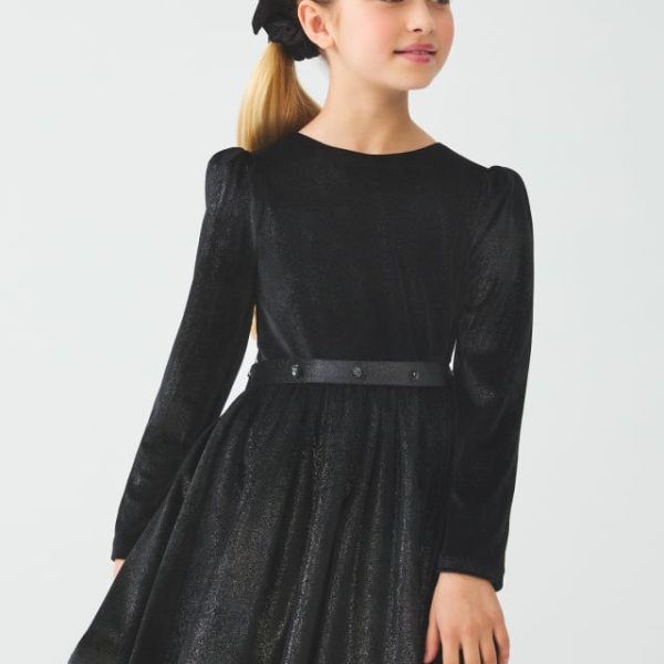 ABEL & LULA Trblietavé šaty čierne s dlhým rukávom Glitter Velvet Dress Black 5541 | Welcomebaby.sk