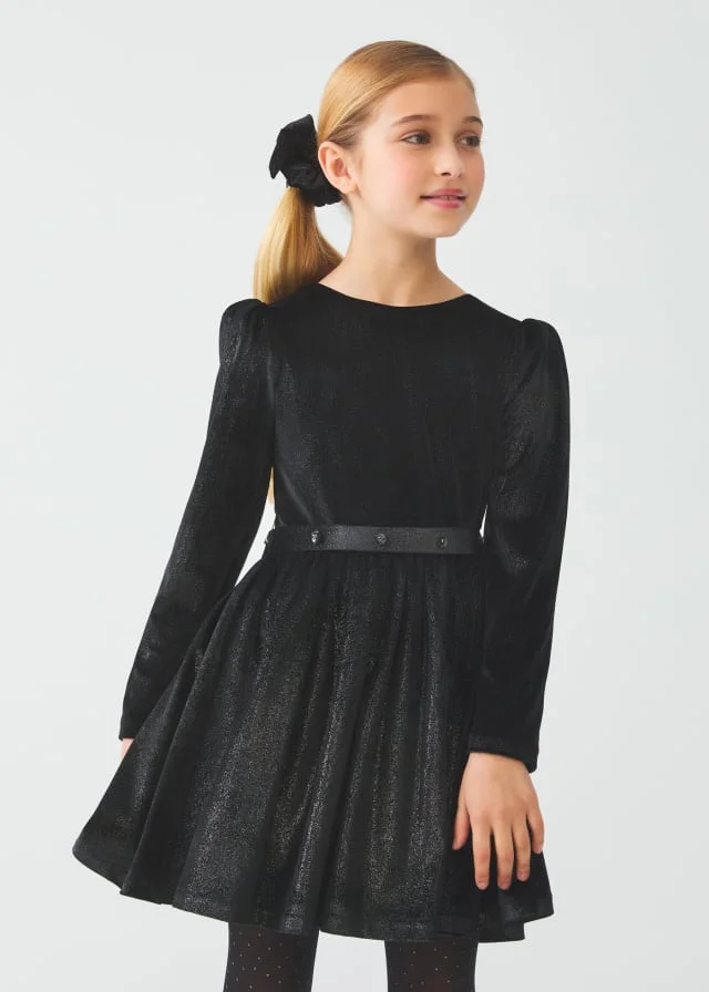 ABEL & LULA Trblietavé šaty čierne s dlhým rukávom Glitter Velvet Dress Black 5541 | Welcomebaby.sk