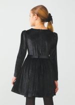 ABEL & LULA Trblietavé šaty čierne s dlhým rukávom Glitter Velvet Dress Black 5541 | Welcomebaby.sk