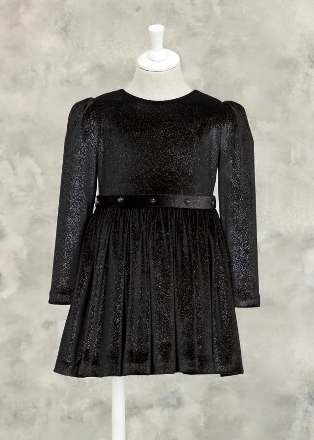 ABEL & LULA Trblietavé šaty čierne s dlhým rukávom Glitter Velvet Dress Black 5541 | Welcomebaby.sk