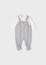 MAYORAL Overal s tričkom sivý Patterned romper newborn 2619 | Welcomebaby.sk