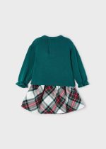 MAYORAL Károvaný sukňový set s tričkom tmavozelený Checked skirt set dark green 2964 | Welcomebaby.sk