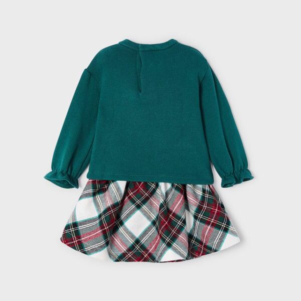 MAYORAL Károvaný sukňový set s tričkom tmavozelený Checked skirt set dark green 2964 | Welcomebaby.sk