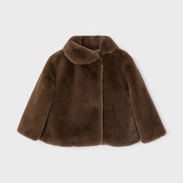 MAYORAL Kožušinový kabát tmavohnedý Fur coat dark brown 4483 | Welcomebaby.sk