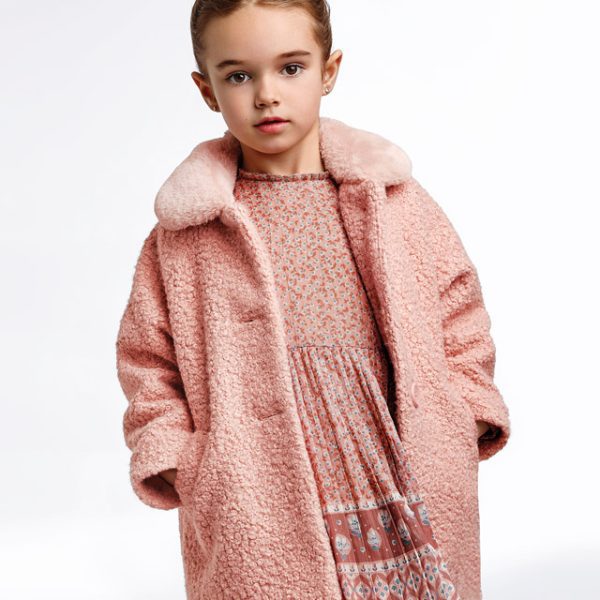 MAYORAL Kožušinový kabát ružový Teddy coat pink 4484 | Welcomebaby.sk