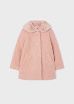 MAYORAL Kožušinový kabát ružový Teddy coat pink 4484 | Welcomebaby.sk