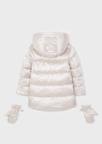 MAYORAL Dlhá bunda s rukavicami krémová lesklá Padded Jacket With Mittens alpaca 4490 | Welcomebaby.sk