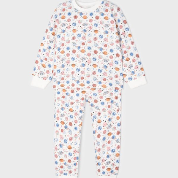 MAYORAL Pyžamo s potlačou planét biele Sleepsuit 4758 | Welcomebaby.sk