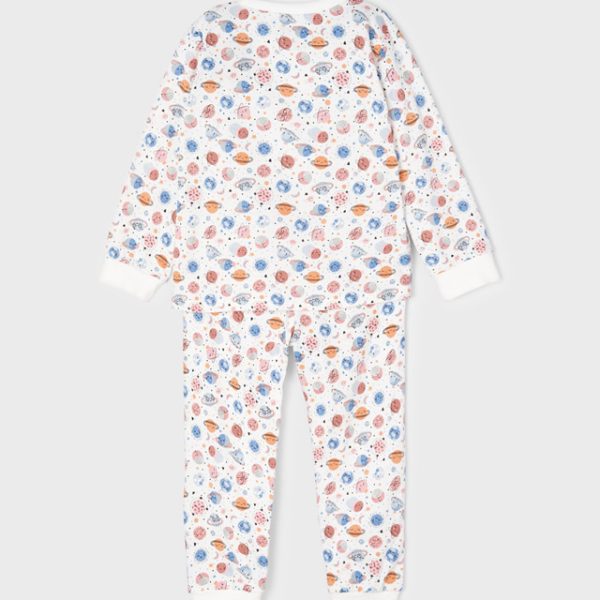 MAYORAL Pyžamo s potlačou planét biele Sleepsuit 4758 | Welcomebaby.sk