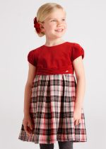 MAYORAL Šaty s károvanou sukňou červené Dress with checkered skirt red 4956 | Welcomebaby.sk