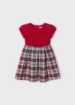 MAYORAL Šaty s károvanou sukňou červené Dress with checkered skirt red 4956 | Welcomebaby.sk