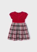 MAYORAL Šaty s károvanou sukňou červené Dress with checkered skirt red 4956 | Welcomebaby.sk