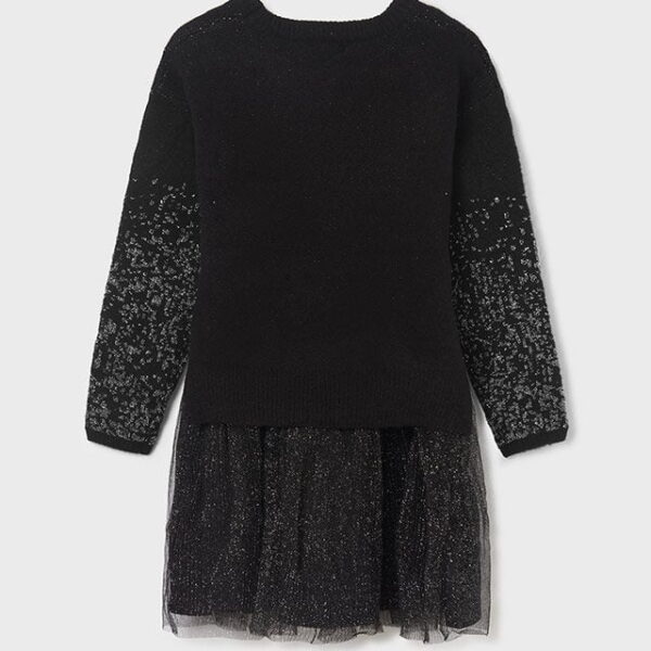 MAYORAL Kombinované trblietavé šaty čierne Combined glitter dress black 7936 | Welcomebaby.sk