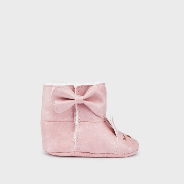 MAYORAL Capačky s umelou kožušinou a mašľou ružové Boots with fur and bow pink 9574 | Welcomebaby.sk