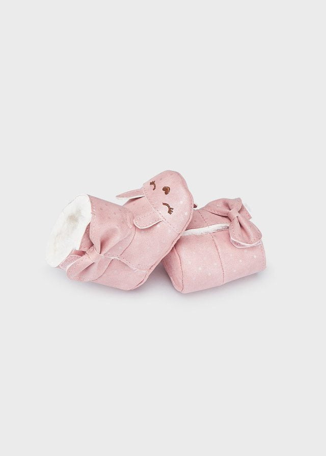 MAYORAL Capačky s umelou kožušinou a mašľou ružové Boots with fur and bow pink 9574 | Welcomebaby.sk