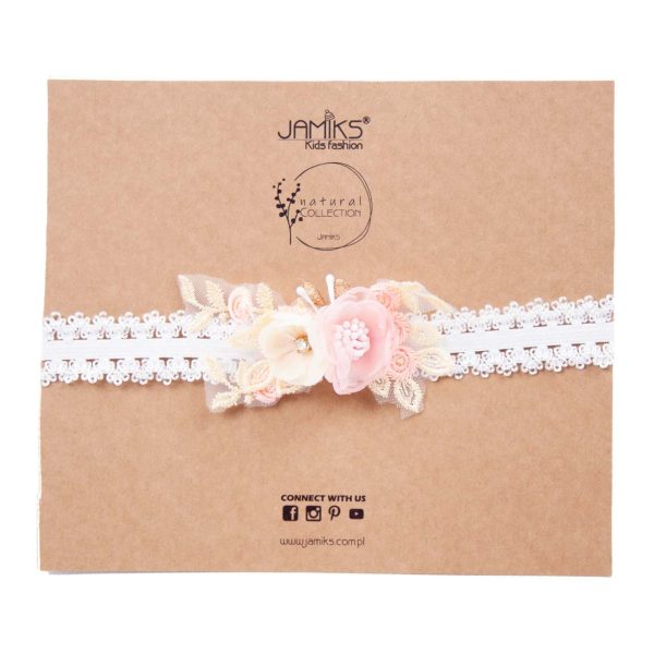 JAMIKS Čelenka s kvetmi a tylom ružová Klara Headband with flowers pink JLF088 | Welcomebaby.sk