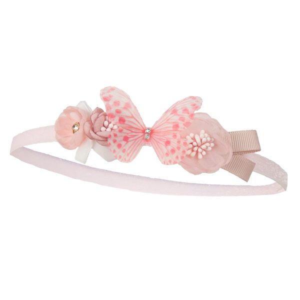 JAMIKS Čelenka s kvetmi a motýľom ružová Meryl Headband with flowers and butterfly pink JLF092 | Welcomebaby.sk