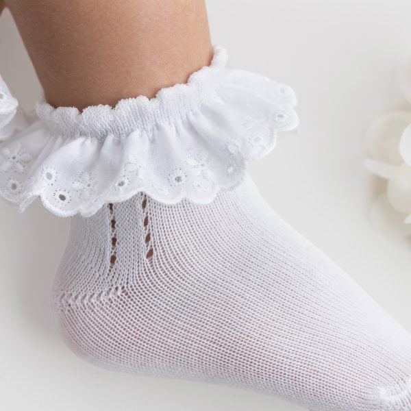 MEIA PATA Ponožky biele s volánom Socks english lace 3025S | Welcomebaby.sk
