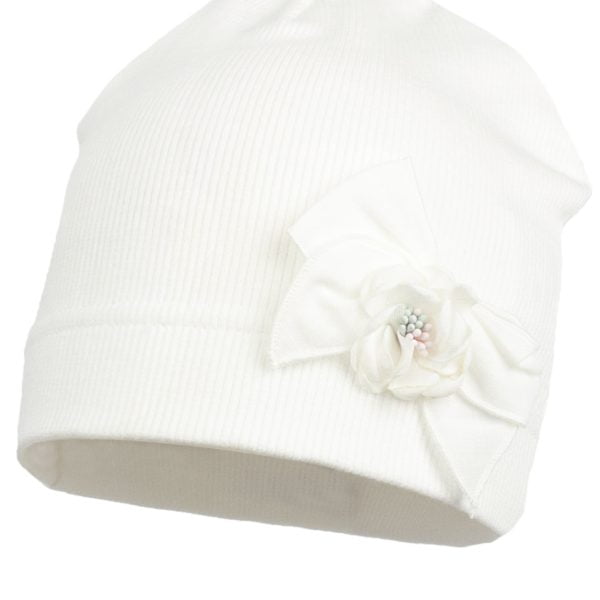 JAMIKS Čiapka s mašľou a kvetom biela Shira Hat with bow and flower white JWF016 | Welcomebaby.sk