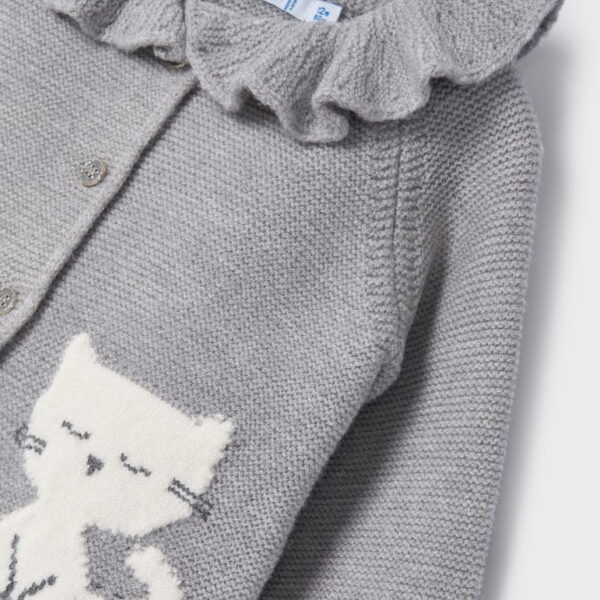 MAYORAL Sveter s volánom sivý mačka Cardigan cat grey 2316 | Welcomebaby.sk