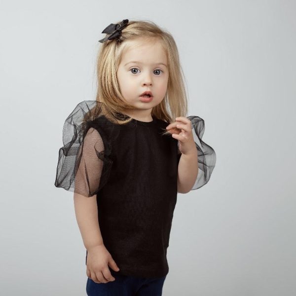 W BABY Tričko s tylovými rukávmi čierne Tshirt Tulle Sleeves black | Welcomebaby.sk