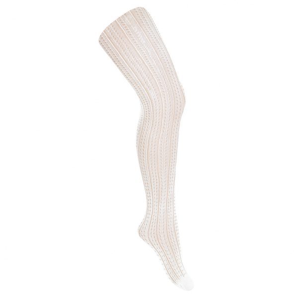 CÓNDOR Dierkované silonky biele Openwork pantyhose white 4579 | Welcomebaby.sk