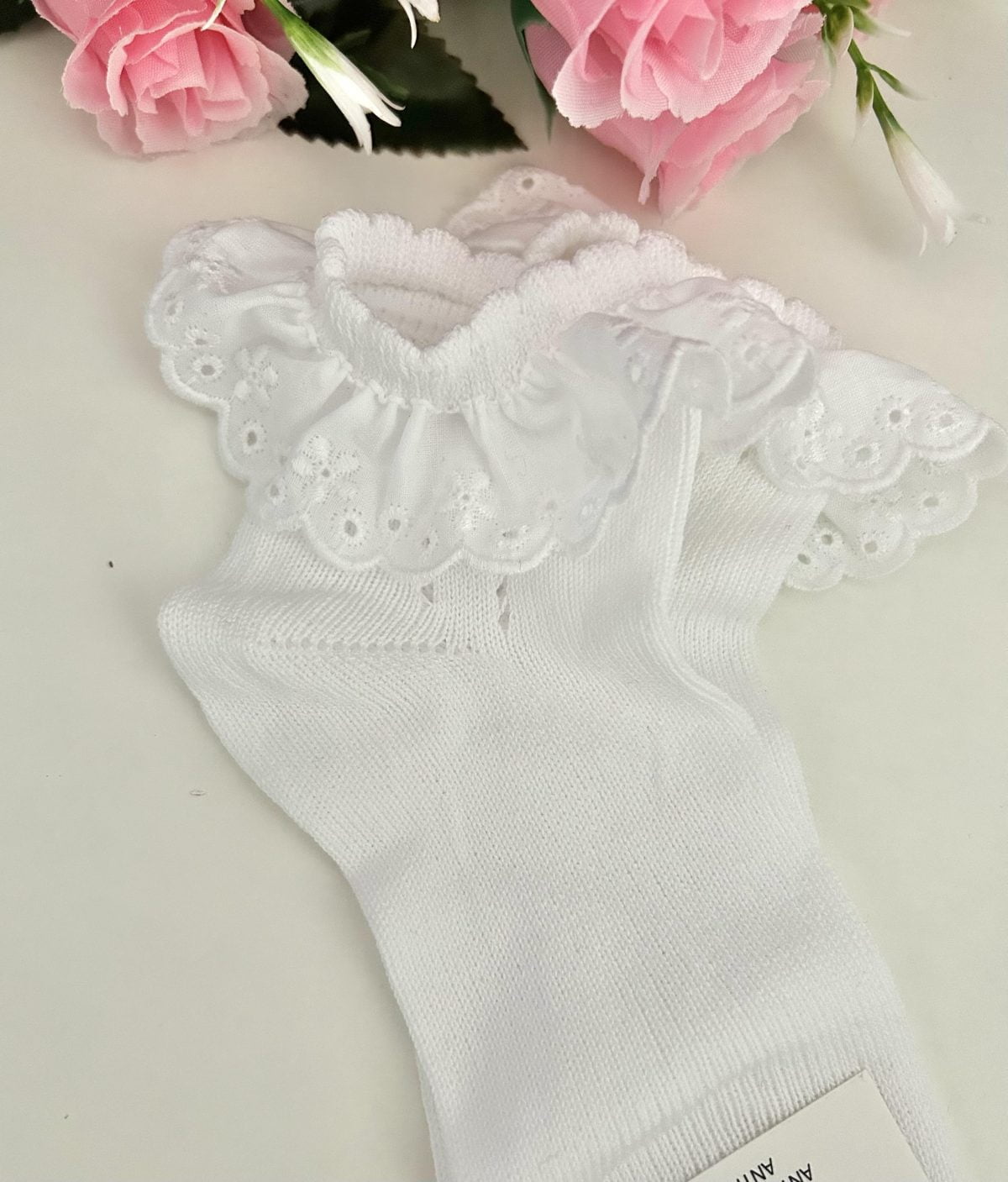 MEIA PATA Ponožky biele s volánom Socks english lace 3025S | Welcomebaby.sk
