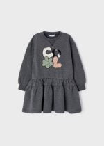 MAYORAL Teplákové volánové šaty sivé Ruffle dress grey 4973 | Welcomebaby.sk