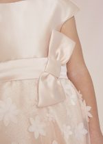 ABEL & LULA Šviatočné šaty broskyňové s kvetmi a veľkou mašľou Dress embossed flower peach 5039 | Welcomebaby.sk