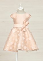 ABEL & LULA Šviatočné šaty broskyňové s kvetmi a veľkou mašľou Dress embossed flower peach 5039 | Welcomebaby.sk