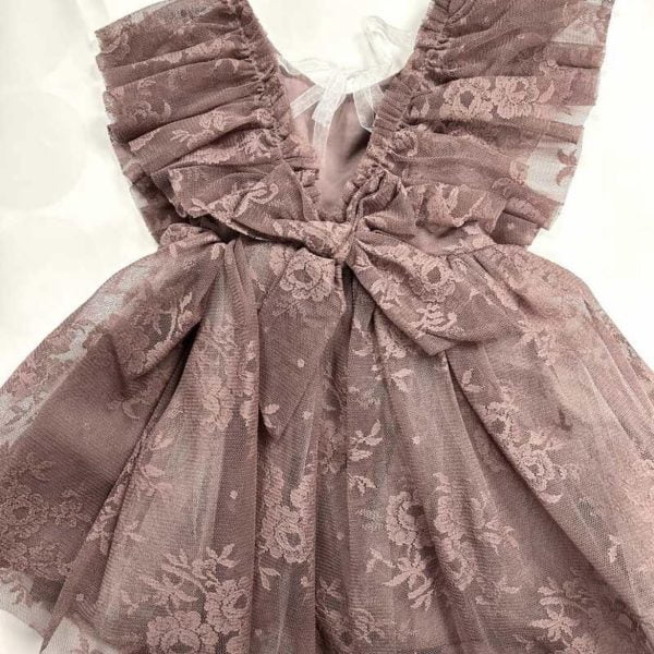 Tylové šaty s volánovými rukávmi fialové Ruffle tulle dress | Welcomebaby.sk