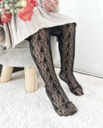 CÓNDOR Vzorované ceremonia silonky s kvetmi a bodkami čierne Ceremony silk pantyhose black 4502 | Welcomebaby.sk