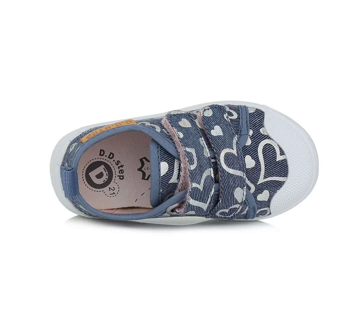 DD STEP Plátenky modré so srdiečkami na suchý zips Shoes hearts royal blue CSG 369A | Welcomebaby.sk
