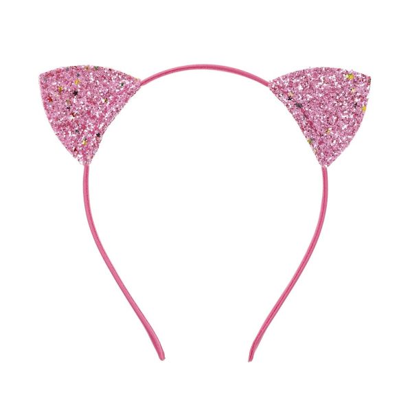 W BABY Trblietavá čelenka ružová s uškami Headband glitter cat hears pink | Welcomebaby.sk