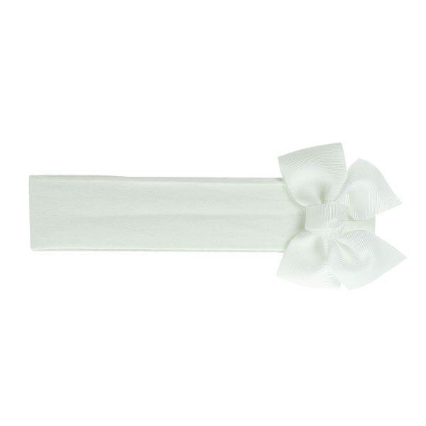 Dievčenská látková čelenka biela s mašľou 8x8 Headband with bow white | Welcomebaby.sk