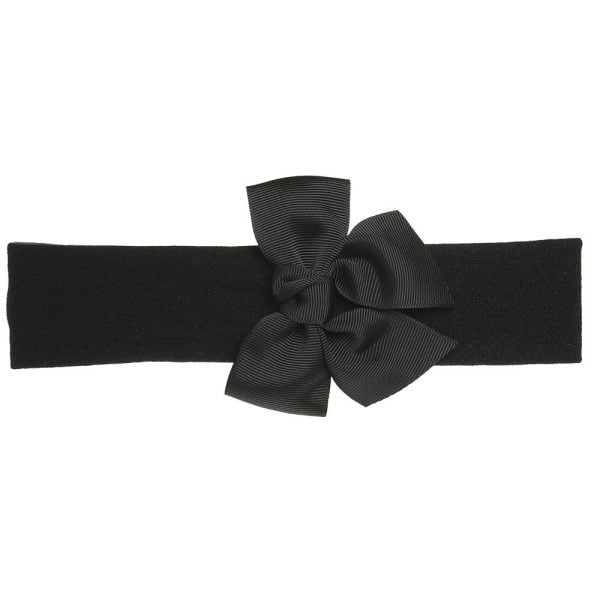 Dievčenská látková čelenka čierna s mašľou 8x8 Headband with bow black | Welcomebaby.sk