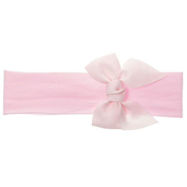 Dievčenská látková čelenka ružová s mašľou 8×8 Headband with bow rosa claro | Welcomebaby.sk