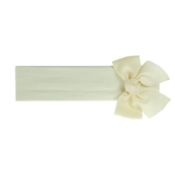 Dievčenská látková čelenka krémová s mašľou 8×8 Headband with bow cream | Welcomebaby.sk