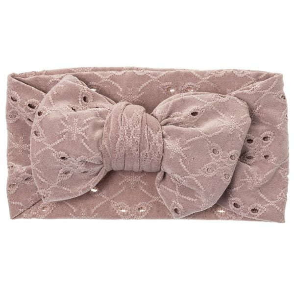 W BABY Vyšívaná čelenka staroružová pre bábätká Embroidered headband antique pink | Welcomebaby.sk