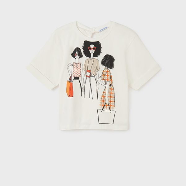 MAYORAL Dievčenské tričko s krátkym rukávom biele s postavičkami Tshirt short sleeves 6022 | Welcomebaby.sk