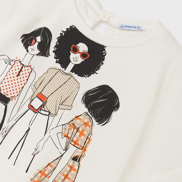 MAYORAL Dievčenské tričko s krátkym rukávom biele s postavičkami Tshirt short sleeves 6022 | Welcomebaby.sk
